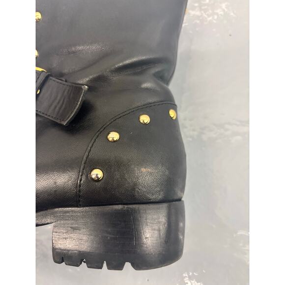 Giuseppe Zanotti Blk Leather Studded Moto Ankle Boots Women’s 6 IT36 Buckle Zip - Picture 12 of 16